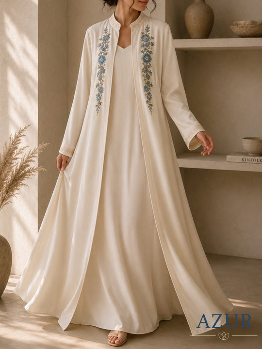 Mist Blue Floral Abaya