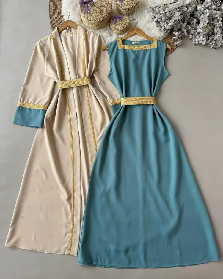 Elegant Double Georgette Gown Set with Matching Belt