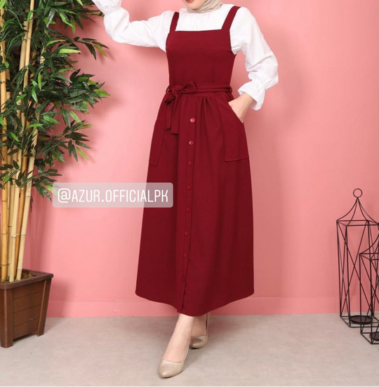Double Georgette Pinafore Dress with Inner Shirt