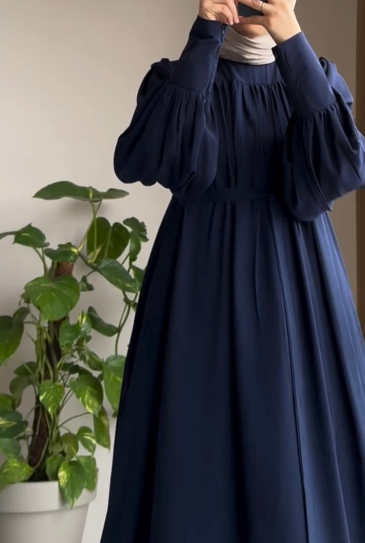 Pleated Sleeve Abaya in Double Georgette