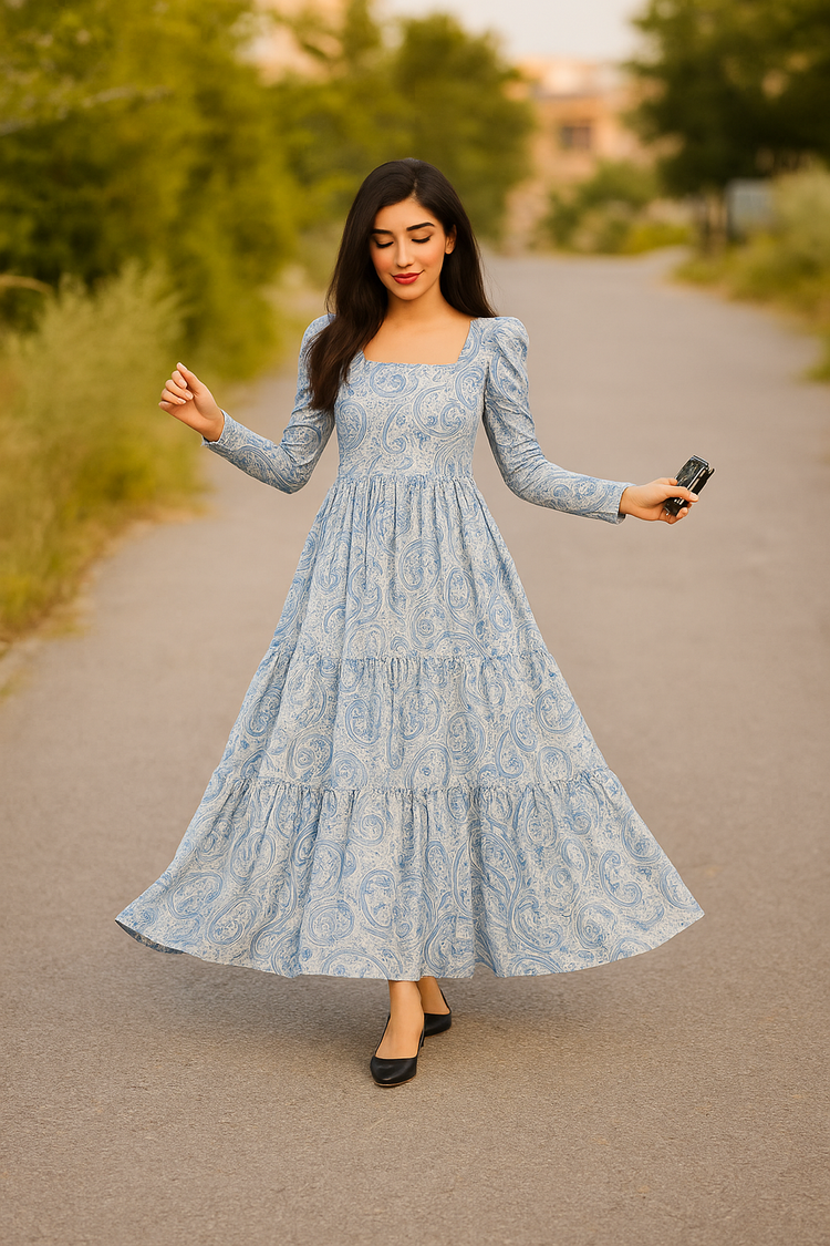 Paisley Charm Chiffon Maxi Dress
