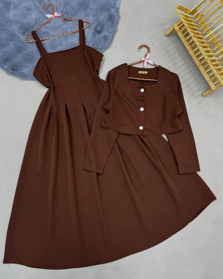 Elegant Two-Piece Flare Dress Set – Double Georgette