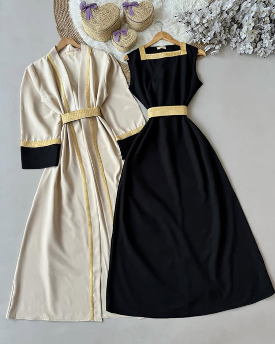 Elegant Double Georgette Gown Set with Matching Belt