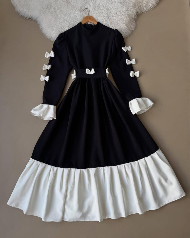 Maxi Dress with Bow Detail – Double Georgette