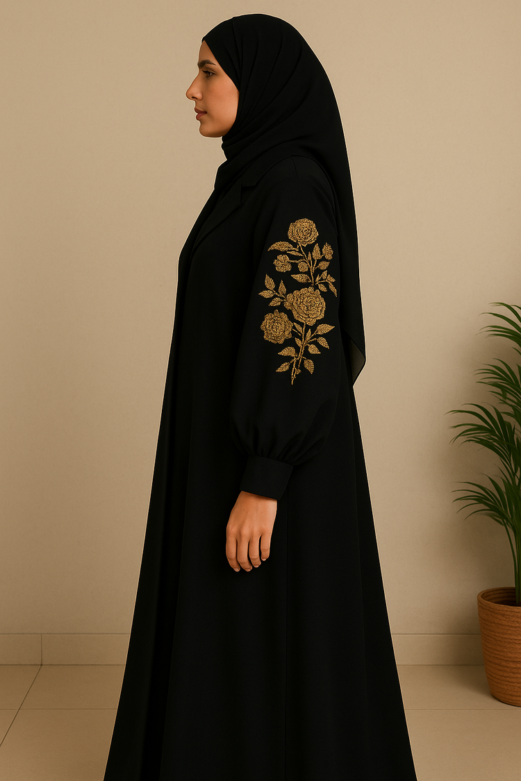Black Embroidered Abaya Set