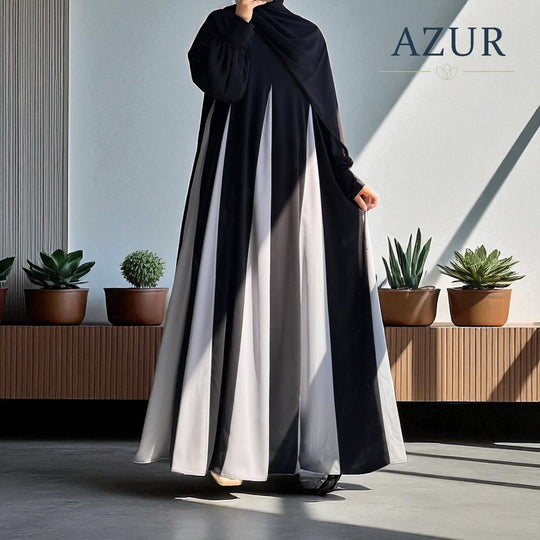 Monochrome Pleated Abaya – Double Georgette