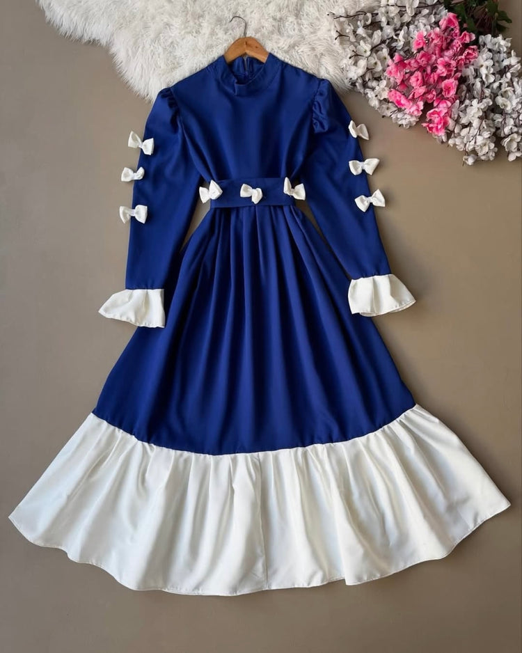 Maxi Dress with Bow Detail – Double Georgette