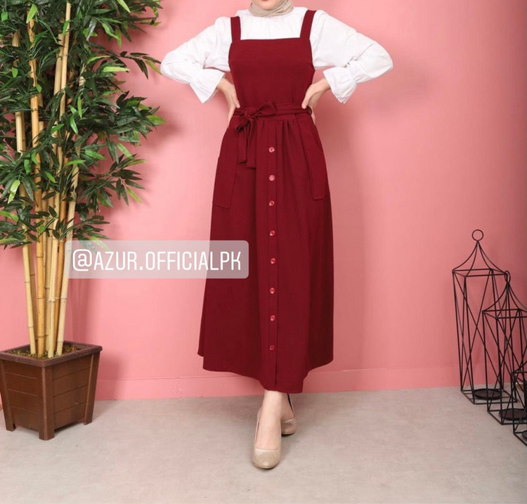 Double Georgette Pinafore Dress with Inner Shirt