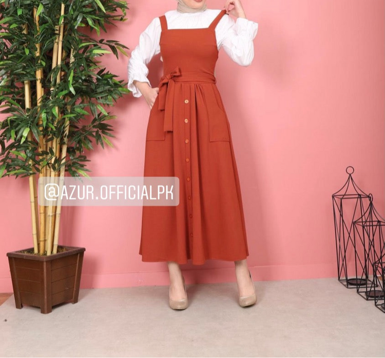 Double Georgette Pinafore Dress with Inner Shirt