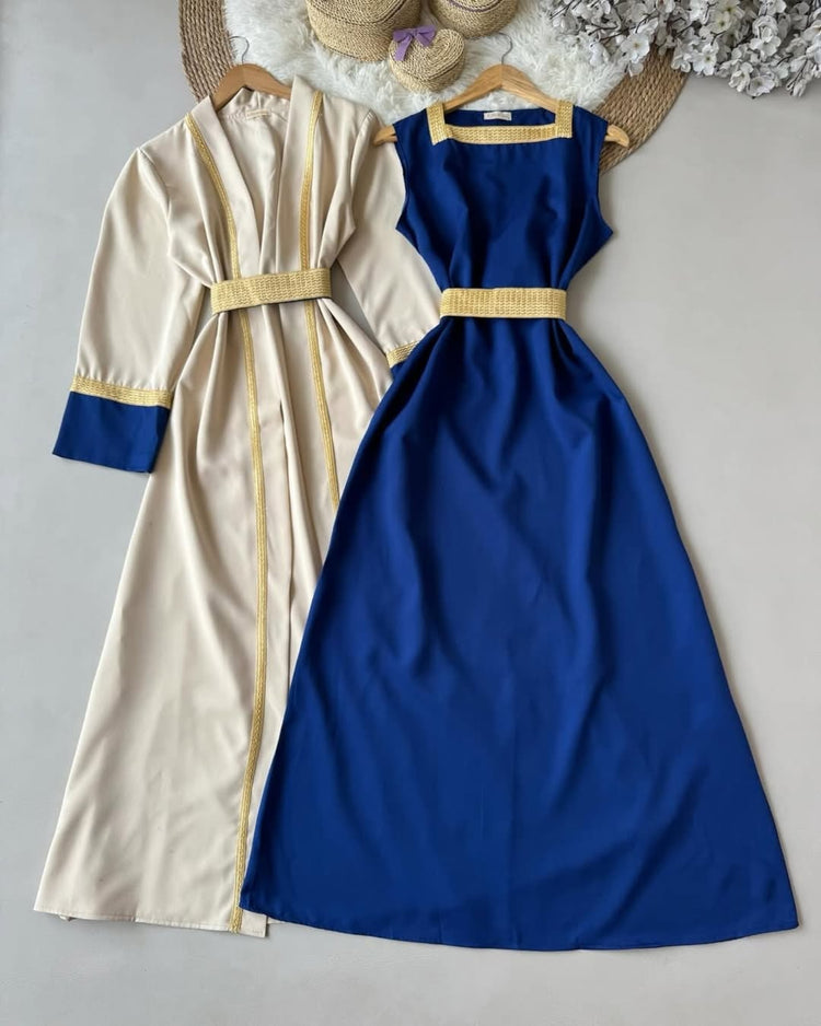 Elegant Double Georgette Gown Set with Matching Belt