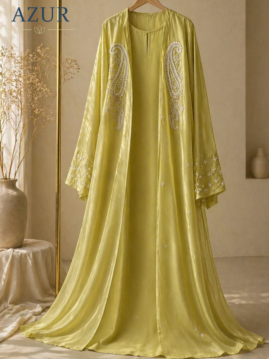 Noor Paisley Embroidered Abaya Set