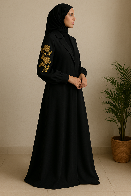 Black Embroidered Abaya Set