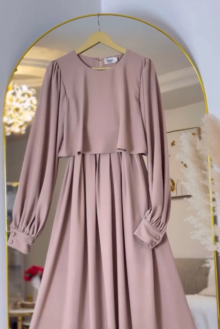 Flowy Double Georgette Dress with Draped Sleeves