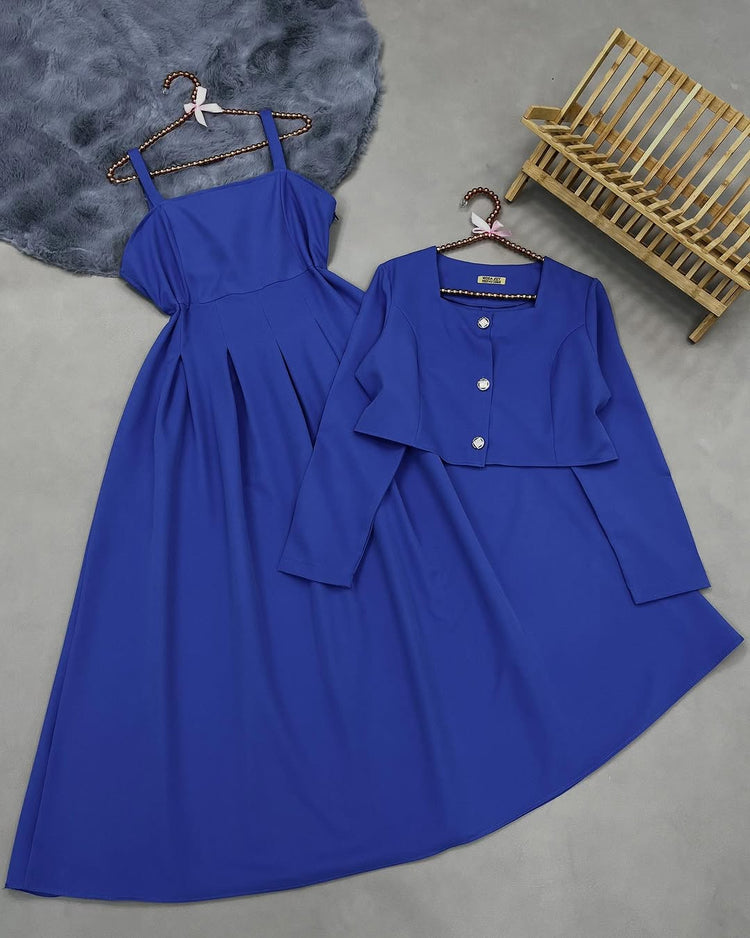 Elegant Two-Piece Flare Dress Set – Double Georgette