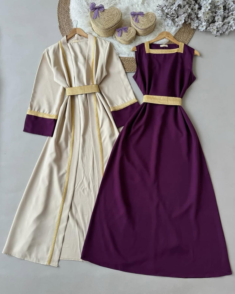 Elegant Double Georgette Gown Set with Matching Belt
