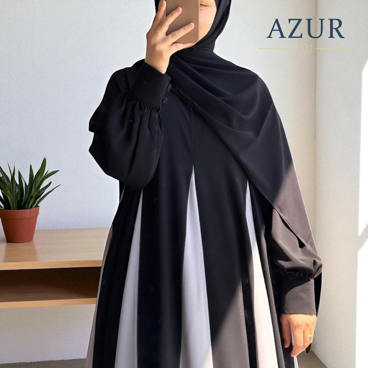 Monochrome Pleated Abaya – Double Georgette