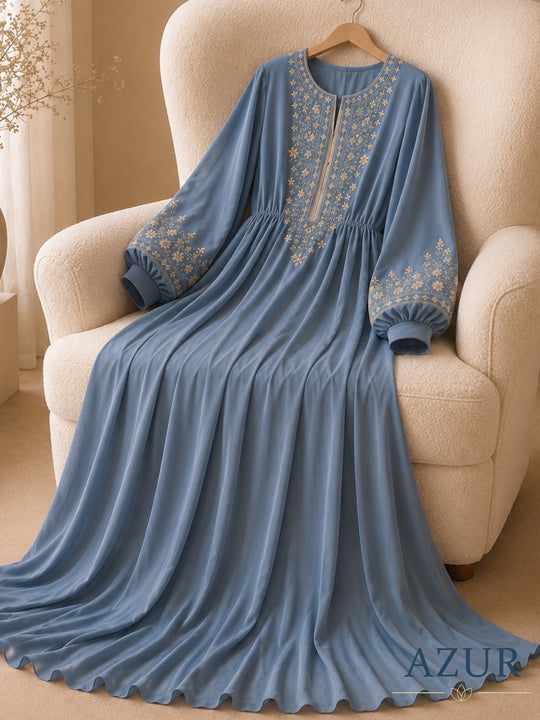 Azure Bloom Embroidered Abaya