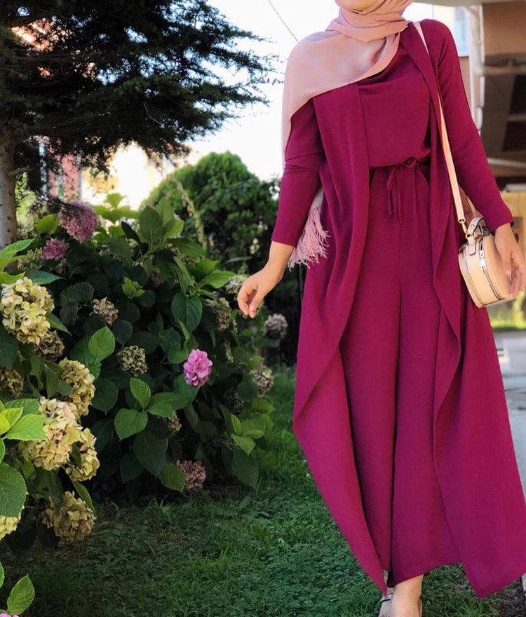 Elegant Modest Jumpsuit with Flowing Gown Overlay