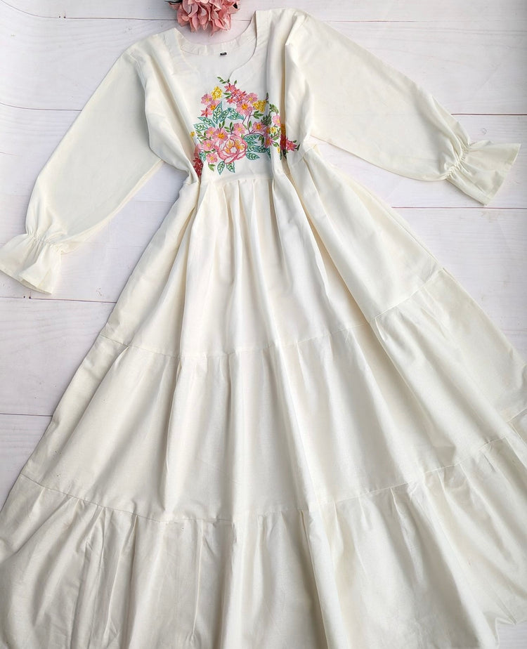 Floral Elegance Double Georgette Maxi Dress