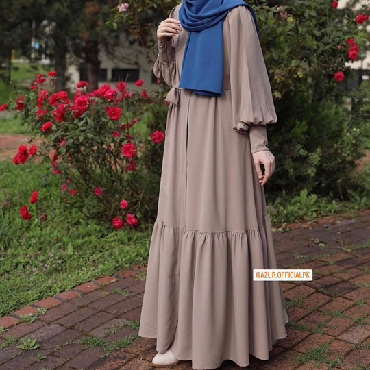 Flowy Double Georgette Tiered Abaya