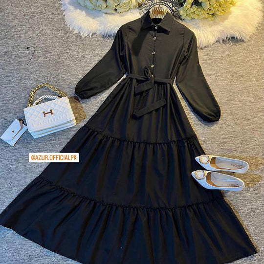 Tiered Button-Down Maxi Dress