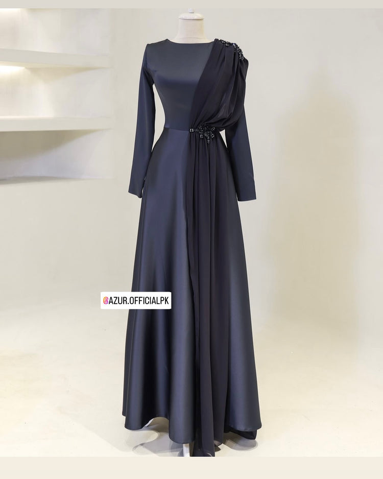 Midnight Elegance Silk-Chiffon Gown