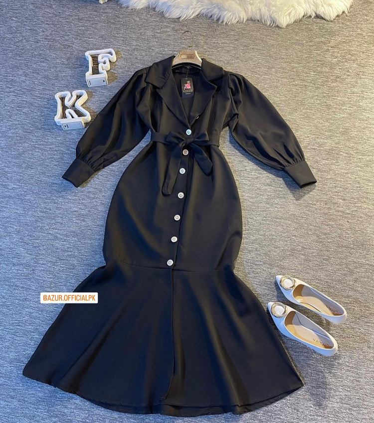 Elegant Button-Down Flared Dress