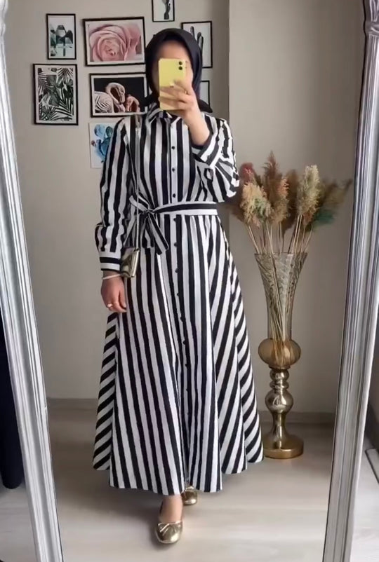 Striped Linen Maxi Dress