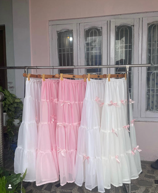Whimsical Bow-Tiered Net Skirt