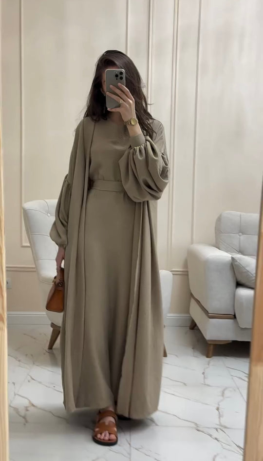 Elegant Double Georgette Maxi Dress with Cape