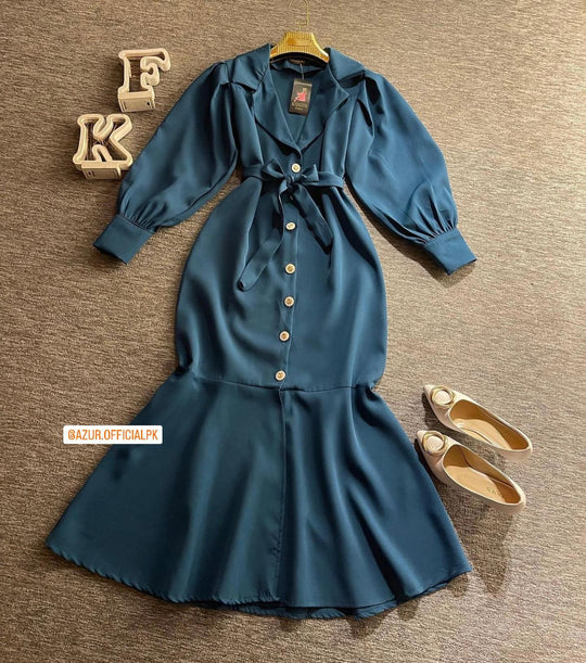 Elegant Button-Down Flared Dress