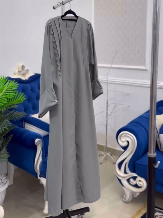 Elegant Buttoned Abaya