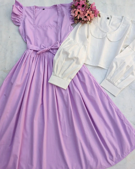 Lavender Cotton Dress Set – Classic Charm with a Modern Touch