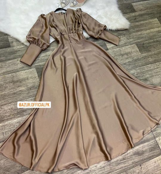 Satin Luxe Button-Down Maxi Dress