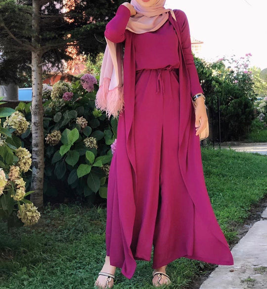 Elegant Modest Jumpsuit with Flowing Gown Overlay