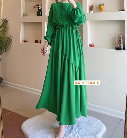 Elegant Asymmetrical Drawstring Maxi