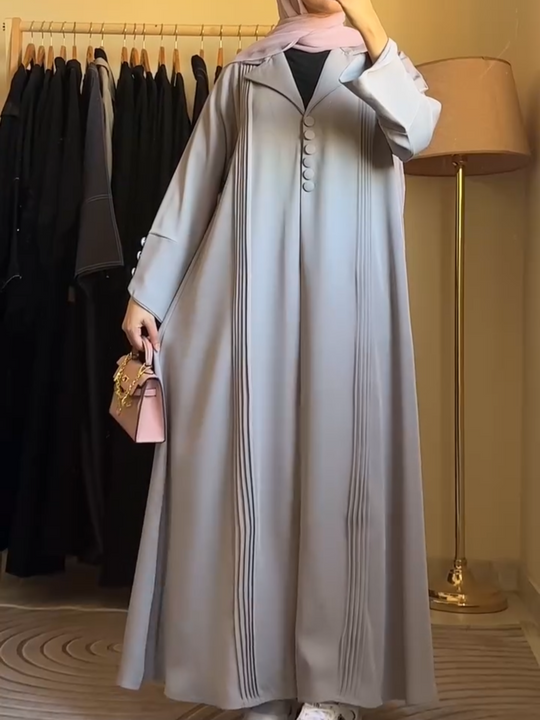 Pleated Detail Button-Down Abaya