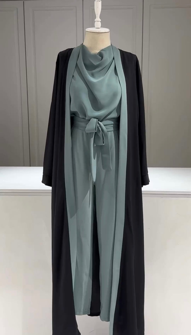 Elegant Double Georgette Jumpsuit & Gown Set