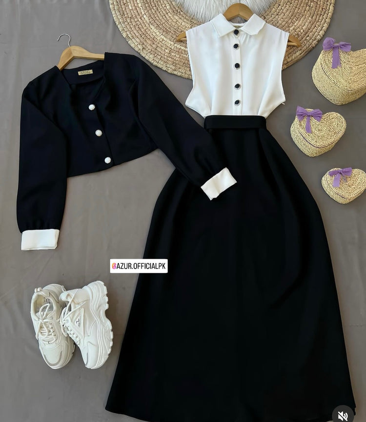 Double Georgette Trio Set – Shirt, Skirt & Jacket