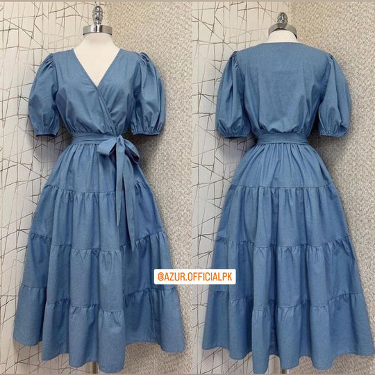 Cotton Midi Dress with Bow Belt