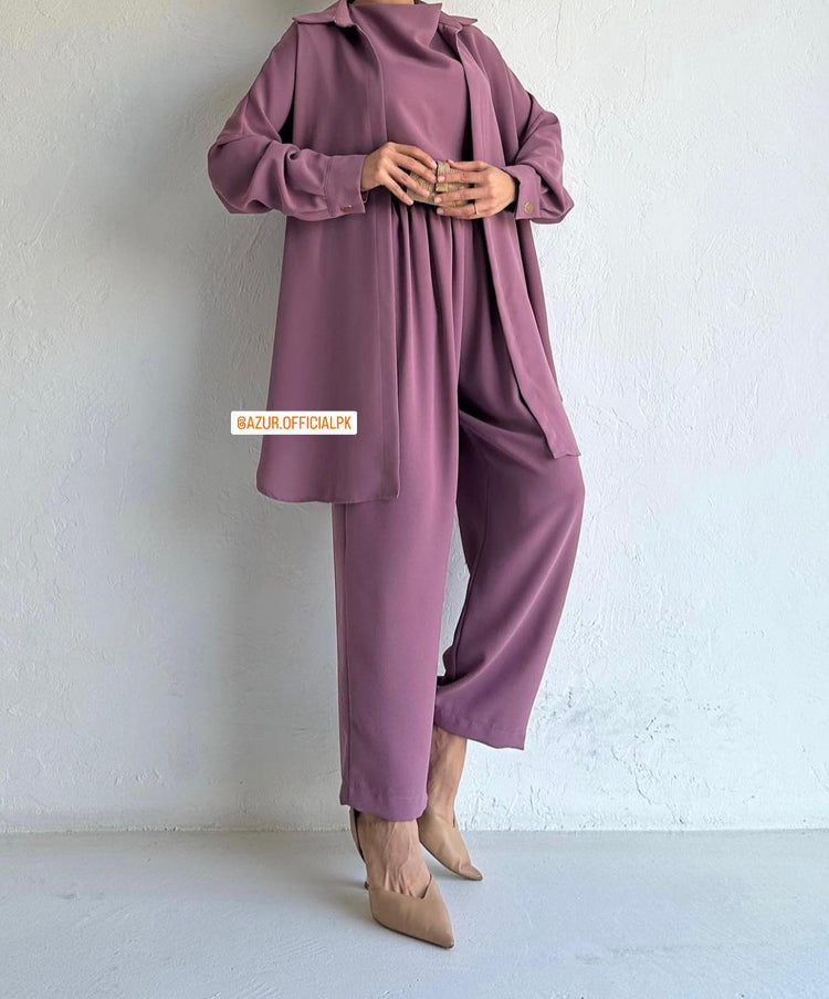 Chic Triple-Piece Ensemble in Double Georgette