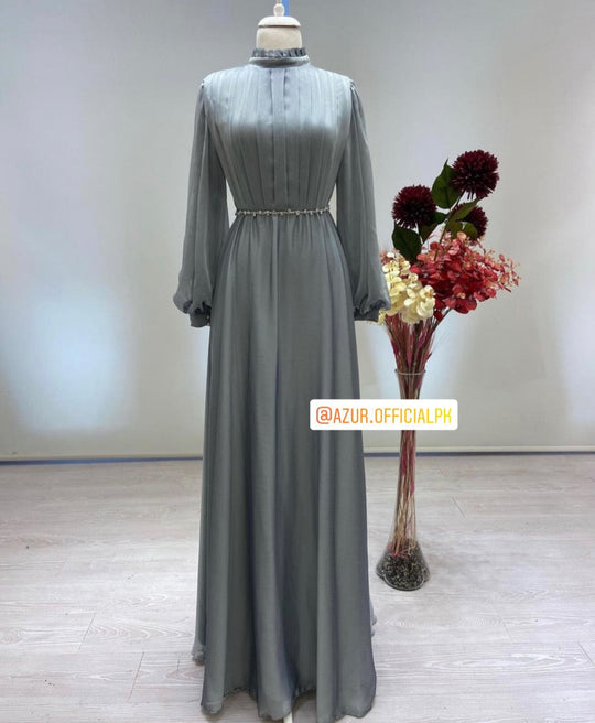 Elegant Silk Pleated Maxi Dress