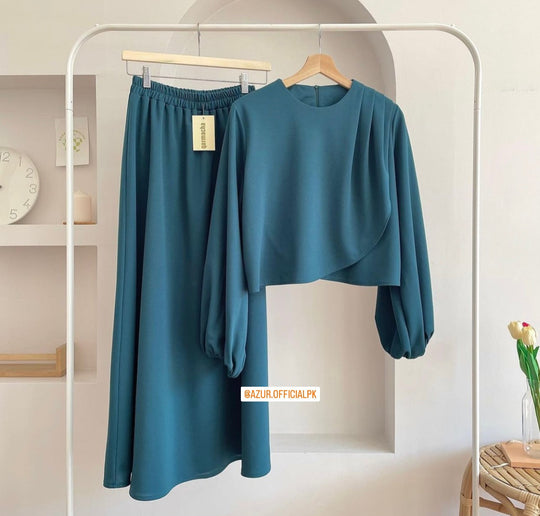 Elegant Overlap Double Georgette Co-ord Set