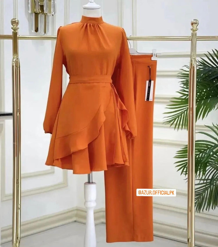 Asymmetrical Ruffle Peplum Set