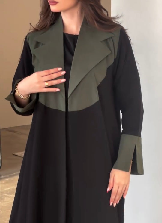 Two-Tone Double Georgette Coat Abaya