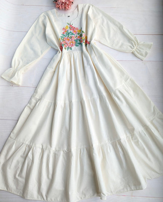 Floral Elegance Double Georgette Maxi Dress