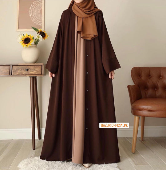 Elegant Double Georgette Contrast Abaya Set