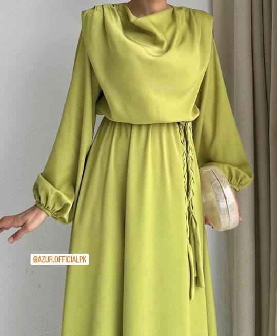 Elegant Drape Neck Double Georgette Dress