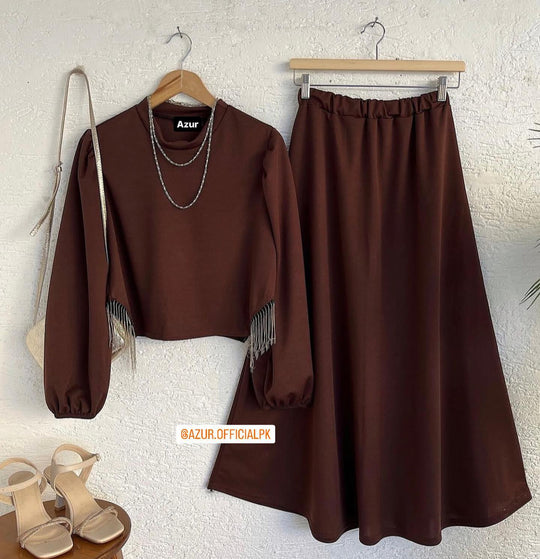 Elegant Double Georgette Shirt & Skirt Set