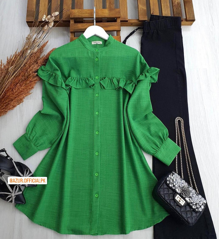 Ruffled Button-Down Georgette Set
